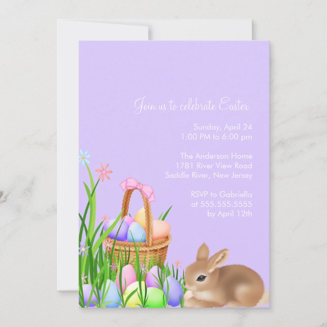 Jardin des Oeufs de Pâques Invitation pour le dîne (Devant)