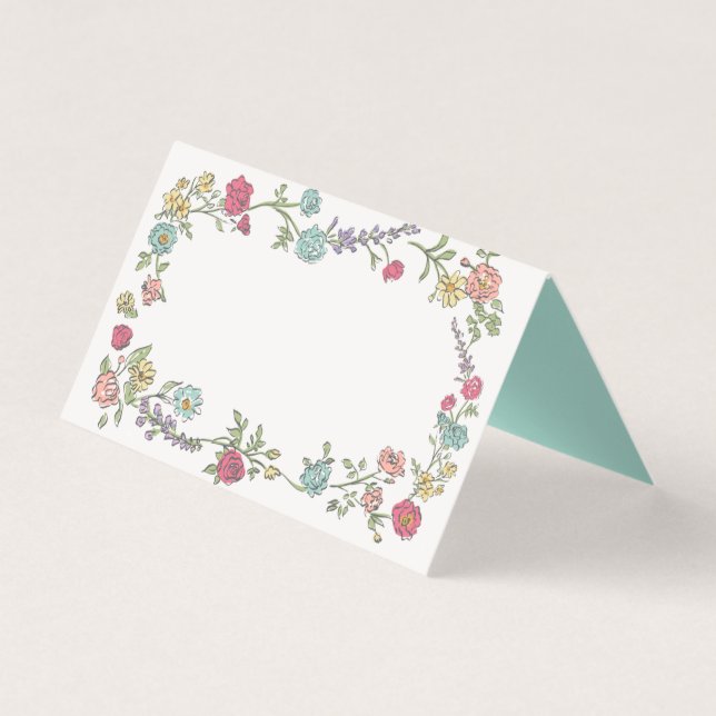 Jardin d'été Bright Floral Table Place Card (Front)