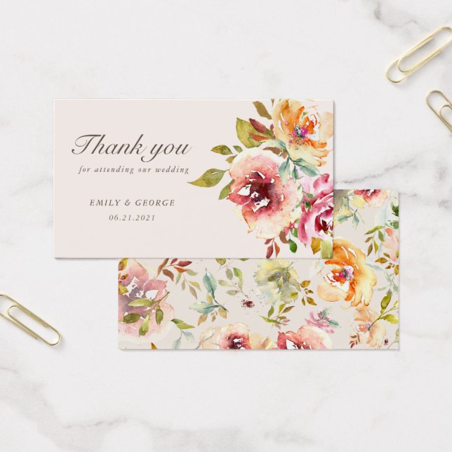 jardin d'été Mariage à fleurs carte de remerciemen (Bureau)