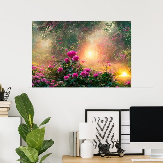 Jardin d'IMAGINAIRE, Fleurs, Roses - Poster (Bureau à domicile)