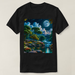 Jardin du T-shirt de nuit calme (3)