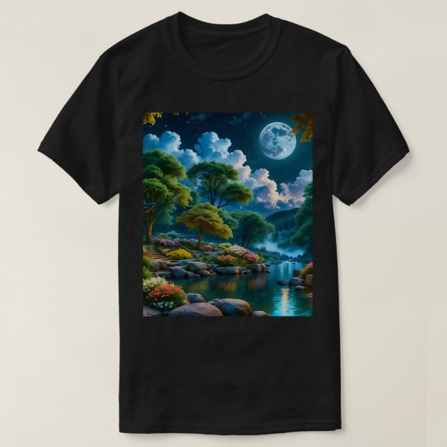 Jardin du T-shirt de nuit calme (3) (Design devant)