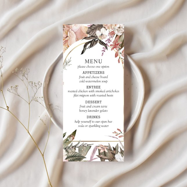 Jardin enchanté élégant Boho Floral Menu (Créateur téléchargé)