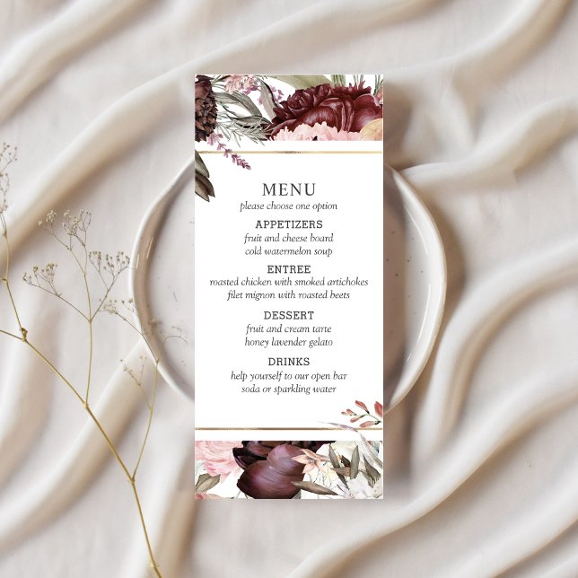 Jardin enchanté élégant Boho Floral Menu (Créateur téléchargé)