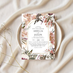 Jardin Enchanté Élégante Fleurie Invitation Bohème