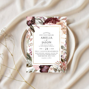 Jardin Enchanté Élégante Fleurie Invitation Bohème
