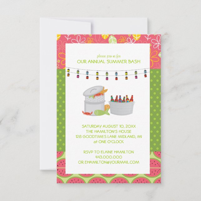 Jardin Été Fête de fruits de mer Invitations (Devant)