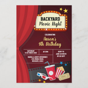 Jardin Film Nuit Anniversaire Fête Invitation