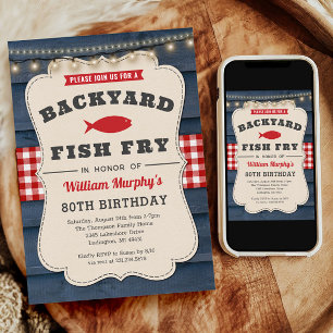 Jardin Fish Fry 80th Birthday Invitation