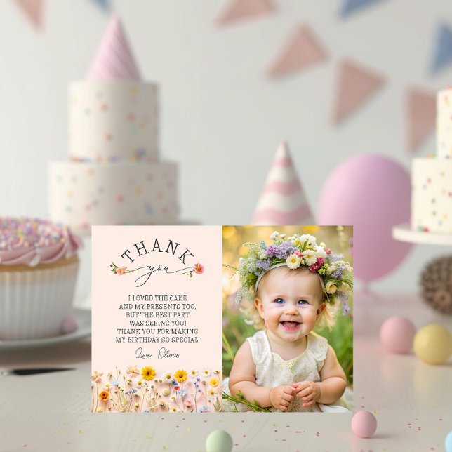 Jardin Fleur sauvage 1er anniversaire Carte de rem (Créateur téléchargé)