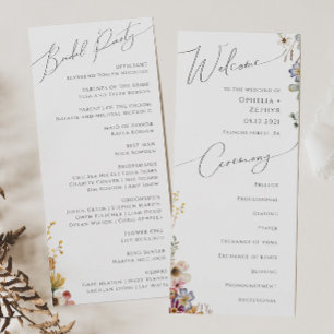 Jardin Fleur sauvage coloré   Programme de mariage