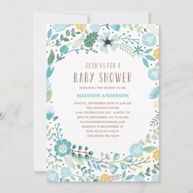 Jardin fleuri | Invitation Baby shower (Devant)