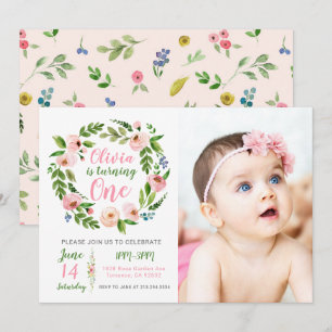 Jardin floral 1er anniversaire Invitation fille ph