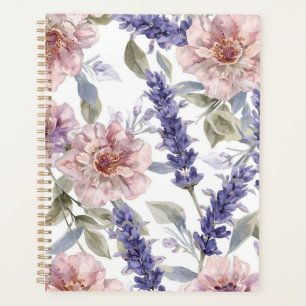 Jardin floral aquarelle pivoine lavande