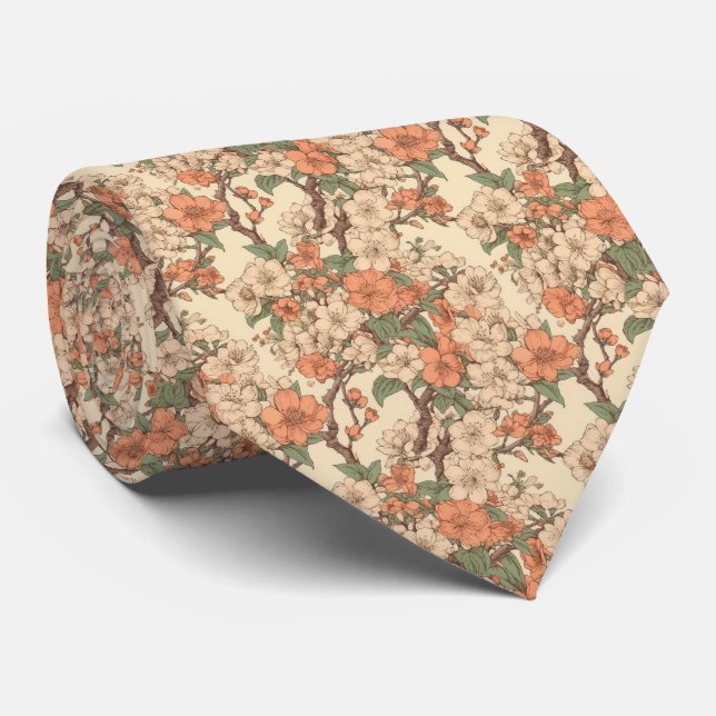 Jardin Floral asiatique rétro Cravate (Roulé)