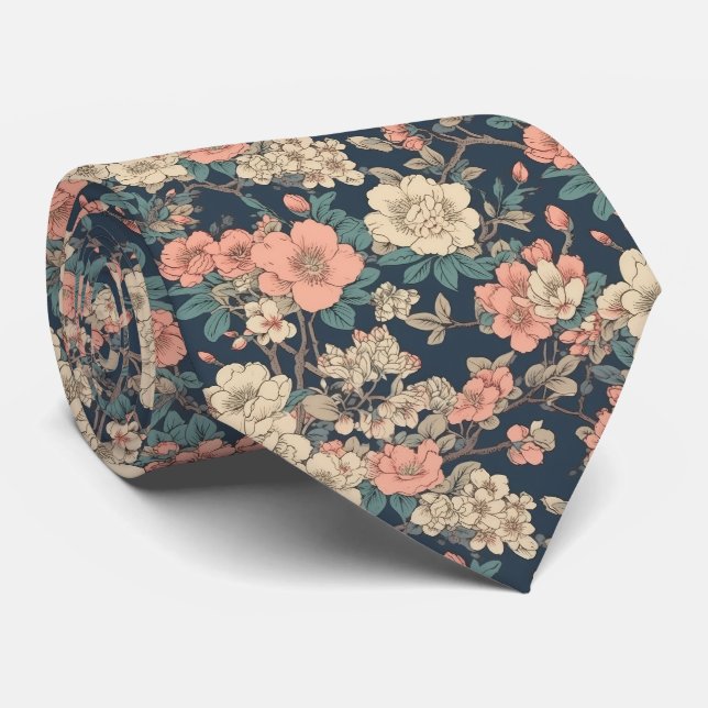 Jardin Floral asiatique rétro Cravate (Roulé)