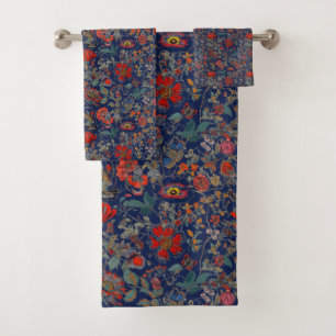 Jardin floral en rouge sur Arrière - plan bleu fon