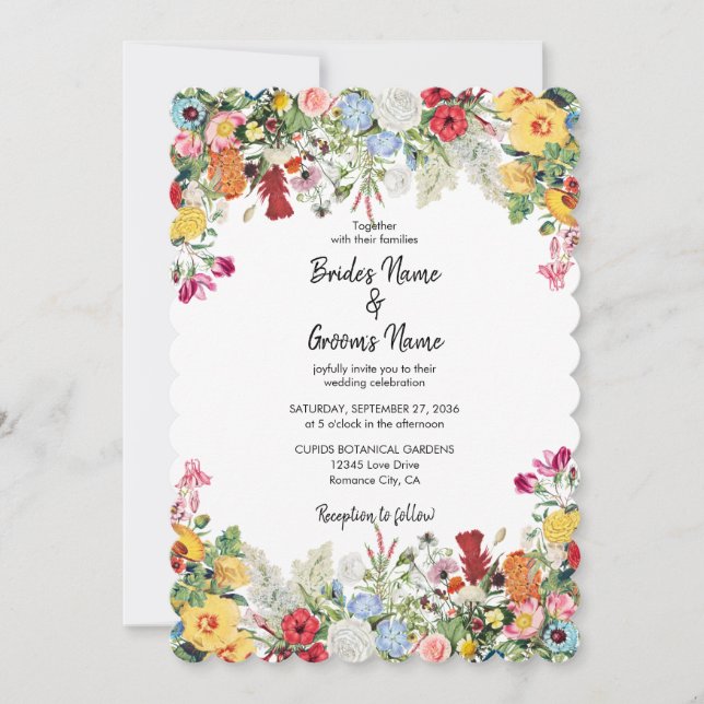 Jardin Floral Faire-part de mariage aux fleurs col (Devant)