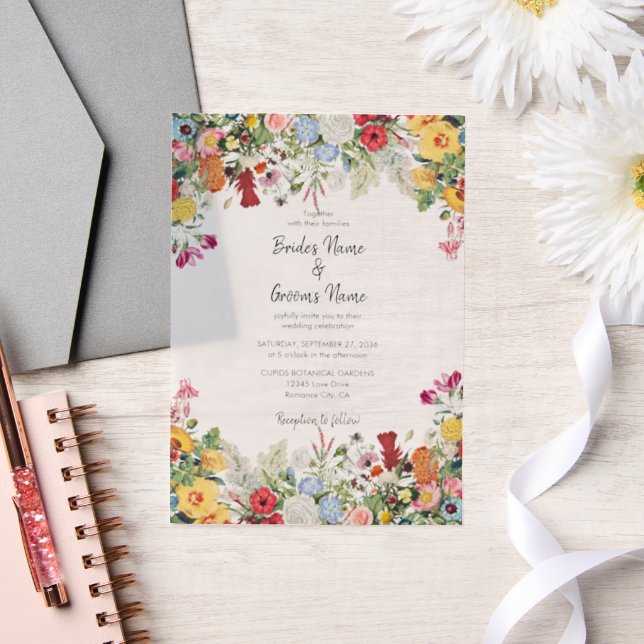 Jardin Floral Faire-part de mariage aux fleurs col (Mariage)