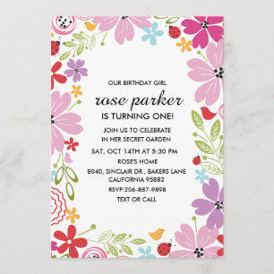 Jardin floral Invitation fête d'anniversaire
