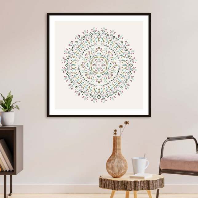 Jardin Floral Mandala Art Print - Türkis Poster (Von Creator hochgeladen)