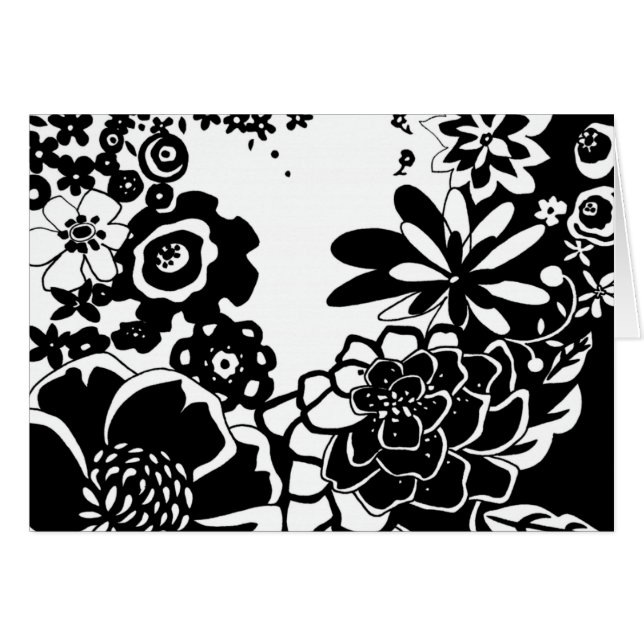 Jardin floral noir et blanc Motif graphique (Devant horizontal)