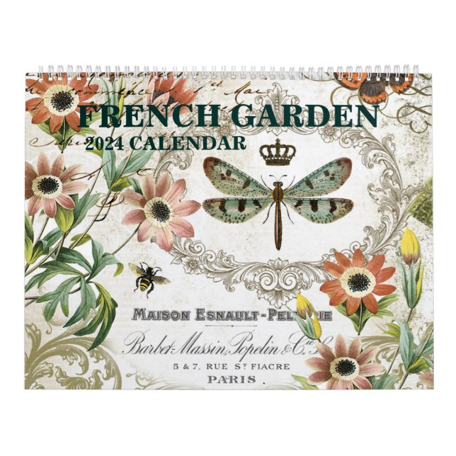 Jardin français vintage moderne Calendrier 2024 (Protection)