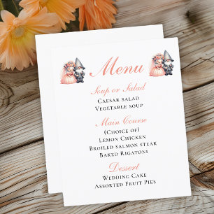 Jardin Gnome Orange Rustique Menu Mariage