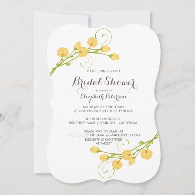 Jardin Jaune Roses - Invitation de douche nuptiale (Devant)
