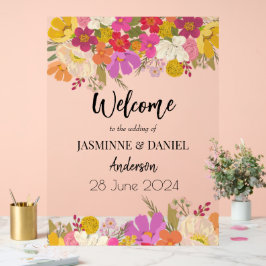 Jardin lumineux et coloré Floral Mariage Bienvenue