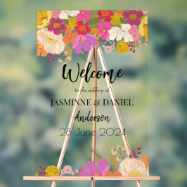 Jardin lumineux et coloré Floral Mariage Bienvenue