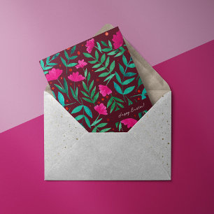 Jardin magique - carte magenta et verte de Pâques