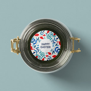 Jardin magique - Sticker de Pâques rouge et turquo