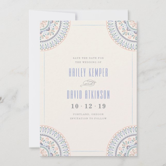 Jardin Mandala Save the Date Card - Cornflower (Vorderseite)