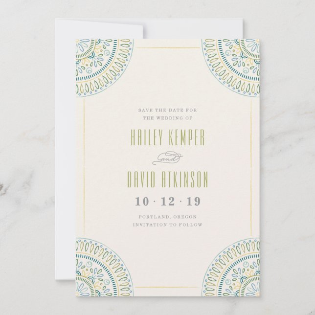 Jardin Mandala Save the Date Card - Limon (Vorderseite)