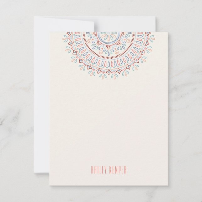 Jardin Mandala Stationery - Lachs Einladung (Vorderseite)
