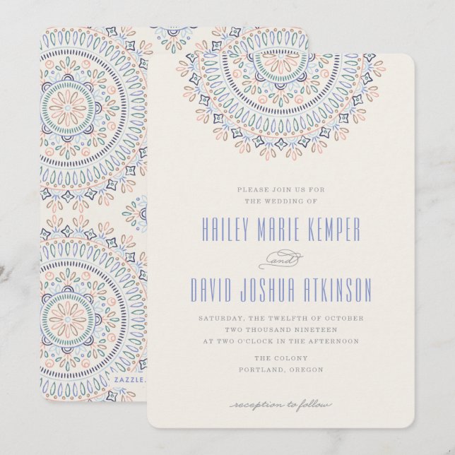 Jardin Mandala Wedding Invitation - Cornflower Einladung (Vorne/Hinten)