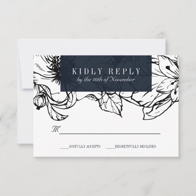 Jardin moderne | Bleu | Mariage floral RSVP (Devant)