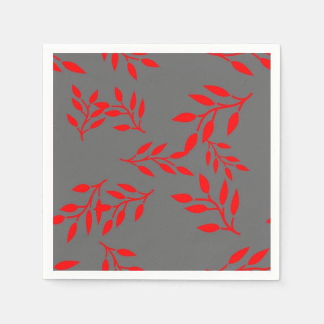 Jardin Paper Napkins Red auf Grau Serviette (Vorderseite)