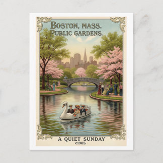 Jardin public de Boston, MA - Carte postale rétro