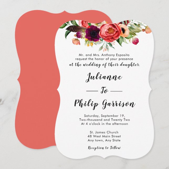 Jardin romantique Floral Faire-part de mariage for (Devant / Derrière)