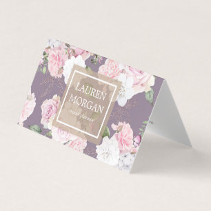 Jardin rose élégant à fleurs pliées carte de visit
