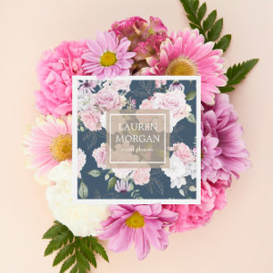 Jardin rose élégant carré à fleurs carte de visite