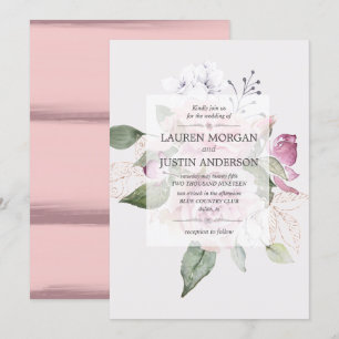 Jardin rose Elégant Faire-part de mariage Floral