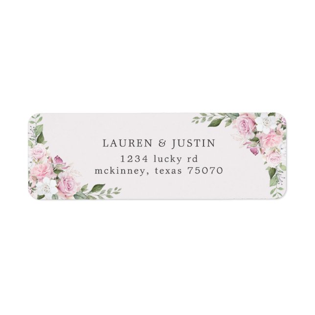 Jardin rose | Étiquette d'adresse de retour (Devant)