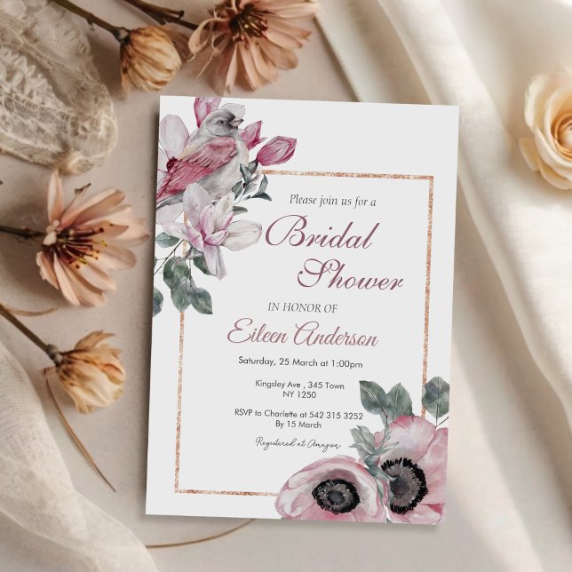 Jardin rose Floral Invitation nuptiale Douche (Pink Floral Garden Bridal Shower invitation)