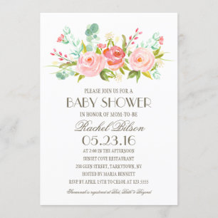 Jardin rose   Invitation Baby shower