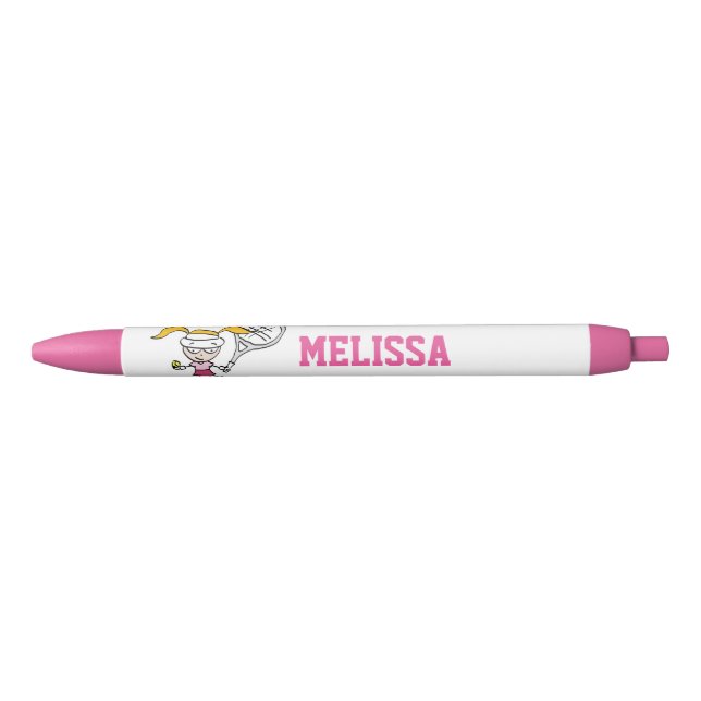 Jardin rose personnalisé filles tennis stylos fête (Devant)