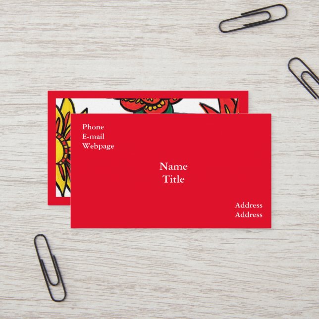 Jardin rouge standard, Carte de visite de 3,5 po x (Devant/Arrière en situation)