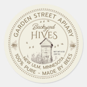 Jardin ruches Étiquette produit apiculteur Apiary